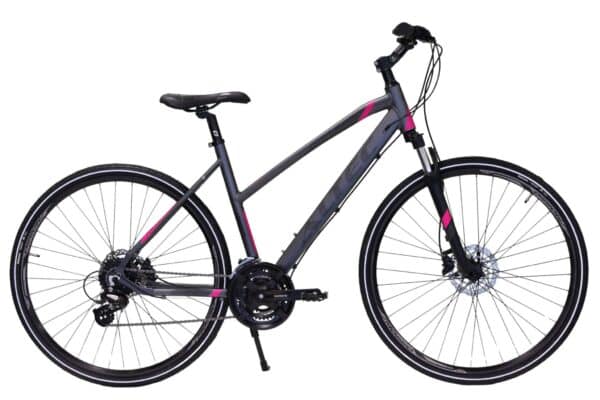 Altec Legarda Trekking Damesfiets 28 inch 49 cm Antraciet-roze Hydraulische schijfremmen