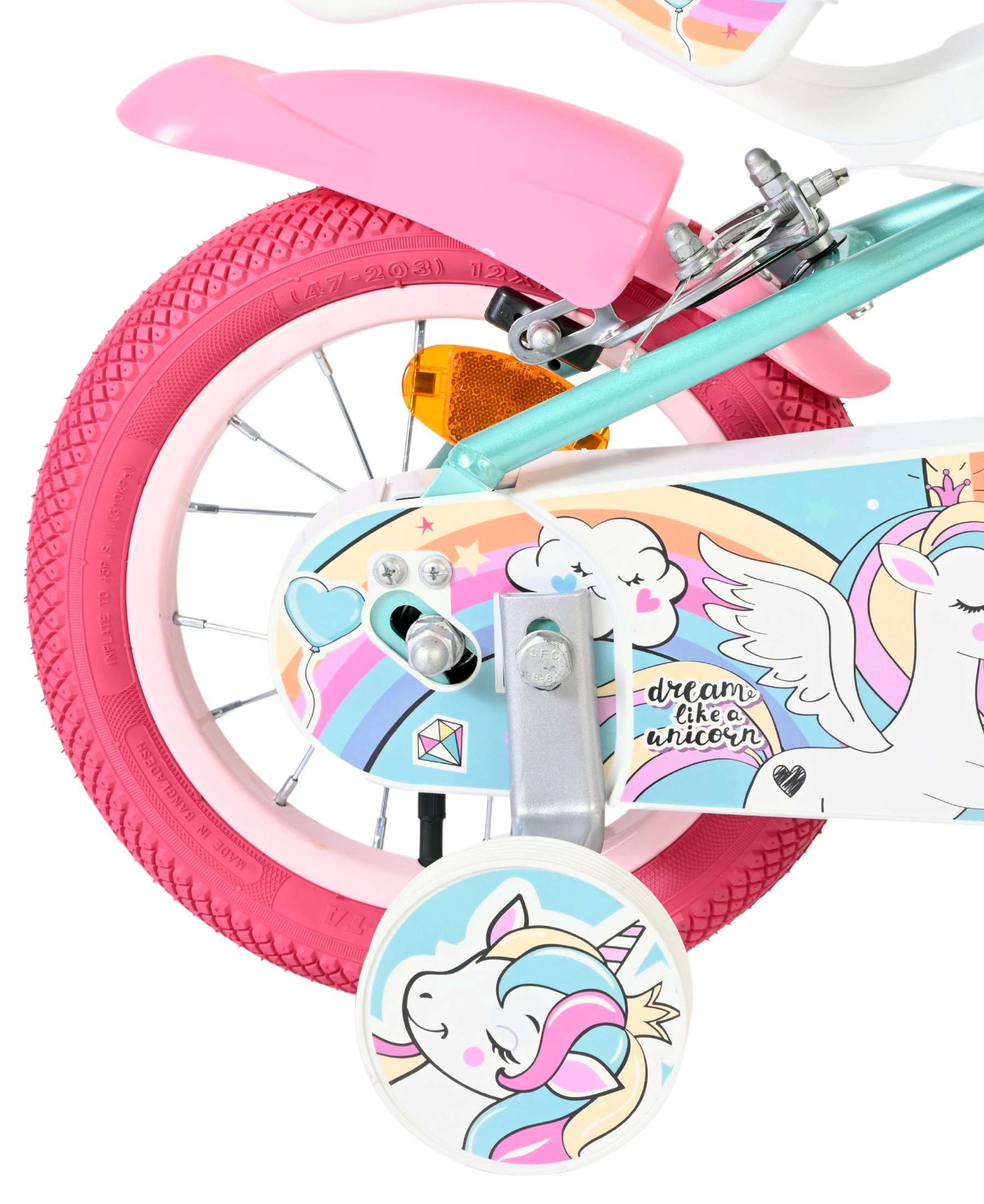 Volare Unicorn Kinderfiets 12 inch Meisjesfiets Groen Twee Handremmen - Afbeelding 2