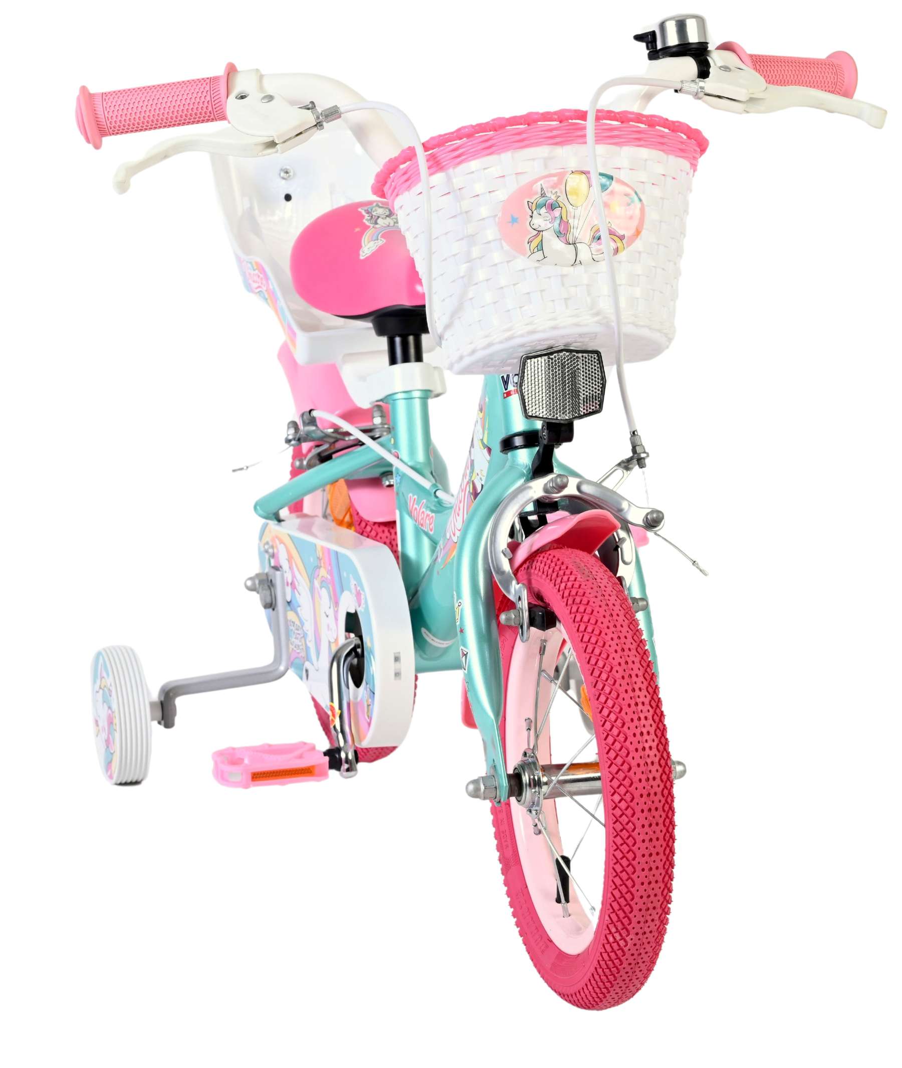 Volare Unicorn Kinderfiets 12 inch Meisjesfiets Groen Twee Handremmen - Afbeelding 5