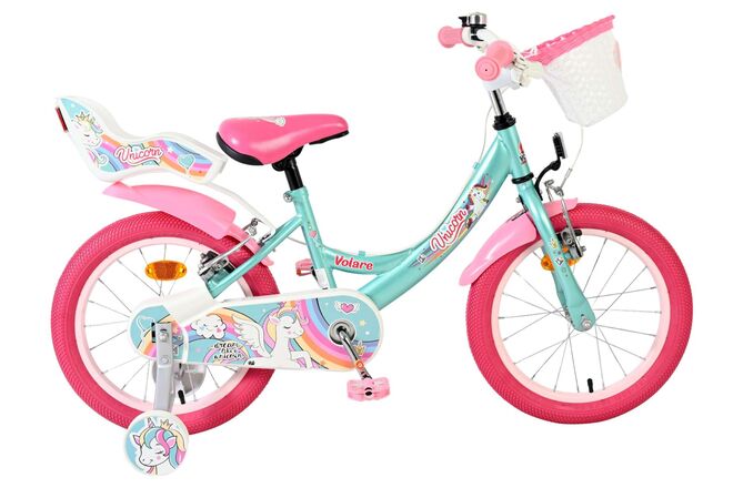 Volare Unicorn Kinderfiets 16 inch Meisjesfiets Groen Twee Handremmen