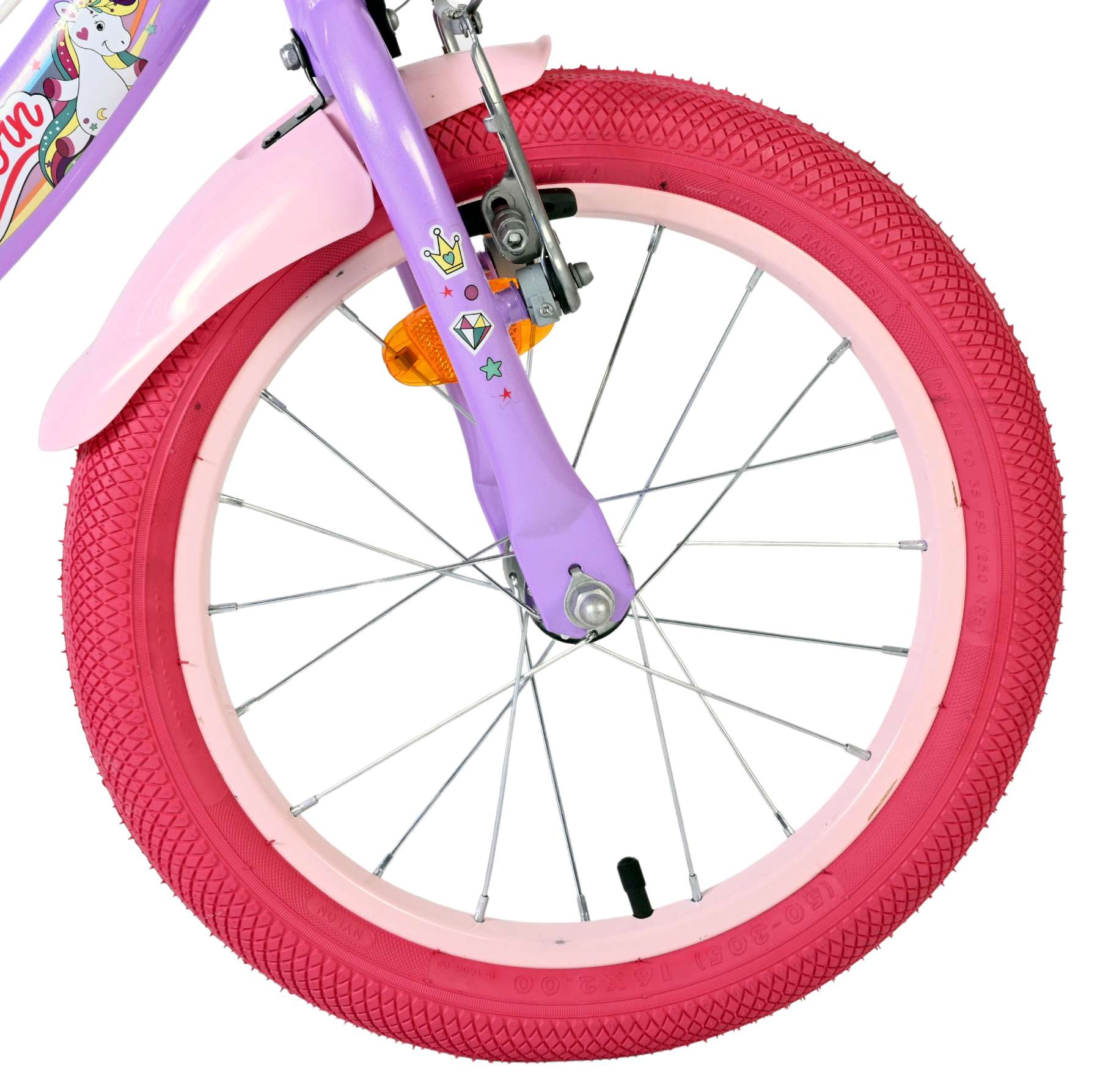 Volare Unicorn Kinderfiets 16 inch Meisjesfiets Paars Twee Handremmen - Afbeelding 3